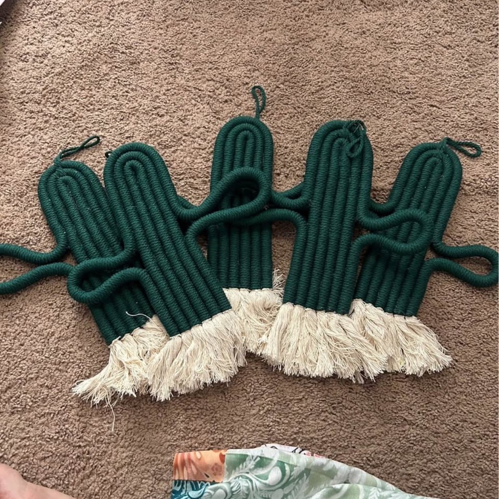 Green and Cream Rope Cactus Decor